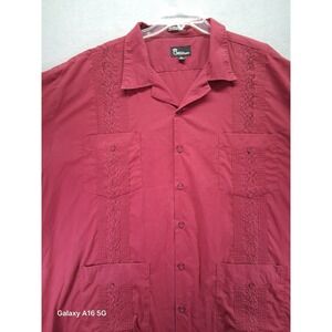Omega Fashion 4 pocket Hawaiian Shirt Men's Shirt Size 4XL Color Red, 4 Pockets